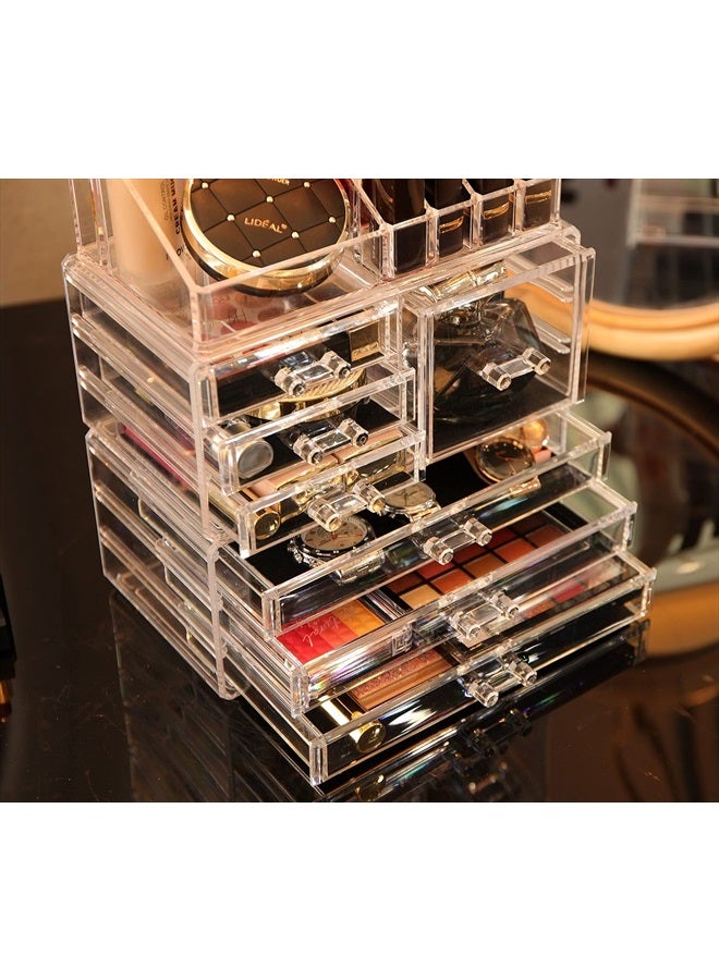 Cq acrylic Clear Makeup Storage Organizer Drawers Skin Care X Large Cosmetic Display Cases Stackable Storage Box With 7 Drawers For Dresser,Set of 3 - Image 5
