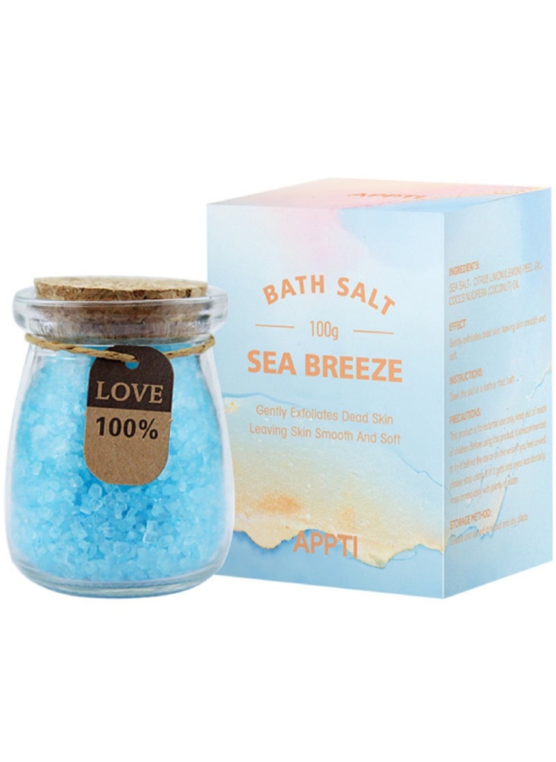APPTI 100g Bath Salt Sea Breeze Gently Exfoliates Dead Skin Leaving Skin Smooth and Soft Reduce Acne Wrinkles and Cellulite Relaxation Bath Soaks Sea Breeze Bath Salt  - Image 1