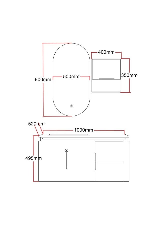 DANUBE HOME Milano Precy Vanity Model No.Hs16438 1000*520*495Mm (3Ctns/Set) - Made In China  - Image 2