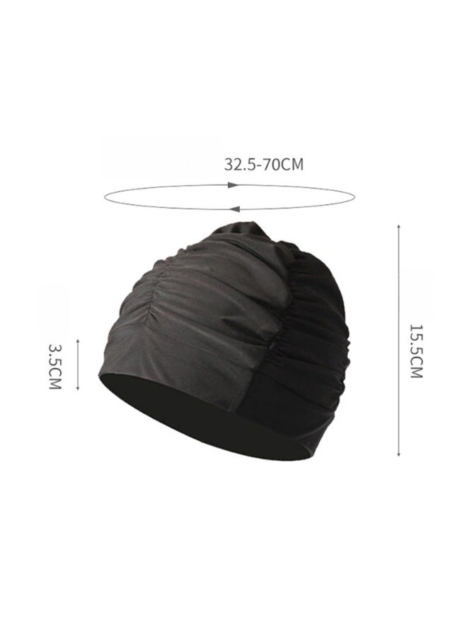 Swim Cap for Long Hair Women Turban Swim Cap, Elastic Bathing Cap Long Short Hair Pleated Turban Swimming Cap Soft Bonnet Beanie Cap Swimming Cap and Goggles for Women - Image 2