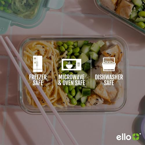Ello Color Lock 2 Cup 6PC, 3 Pack Glass Meal Prep Sets Leak-Proof Glass Food Storage Containers with Airtight BPA-Free Plastic Lids, Dishwasher, Microwave, and Freezer Safe, Desert Festival - Image 5