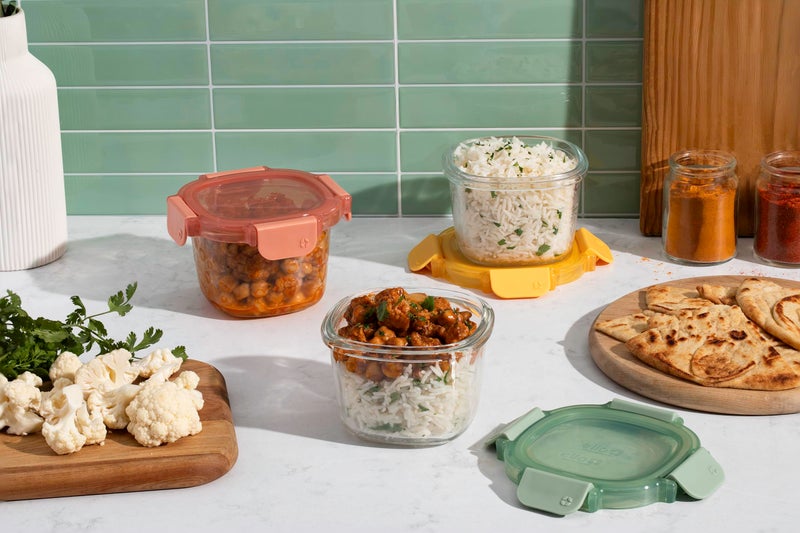 Ello Color Lock 2 Cup 6PC, 3 Pack Glass Meal Prep Sets Leak-Proof Glass Food Storage Containers with Airtight BPA-Free Plastic Lids, Dishwasher, Microwave, and Freezer Safe, Desert Festival - Image 2