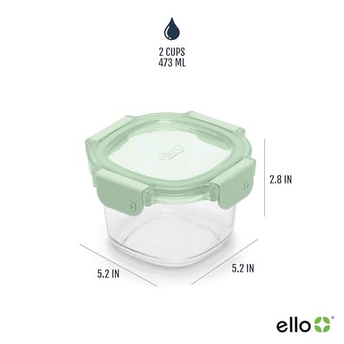 Ello Color Lock 2 Cup 6PC, 3 Pack Glass Meal Prep Sets Leak-Proof Glass Food Storage Containers with Airtight BPA-Free Plastic Lids, Dishwasher, Microwave, and Freezer Safe, Desert Festival - Image 4