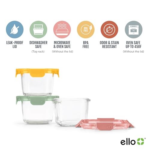 Ello Color Lock 2 Cup 6PC, 3 Pack Glass Meal Prep Sets Leak-Proof Glass Food Storage Containers with Airtight BPA-Free Plastic Lids, Dishwasher, Microwave, and Freezer Safe, Desert Festival - Image 3