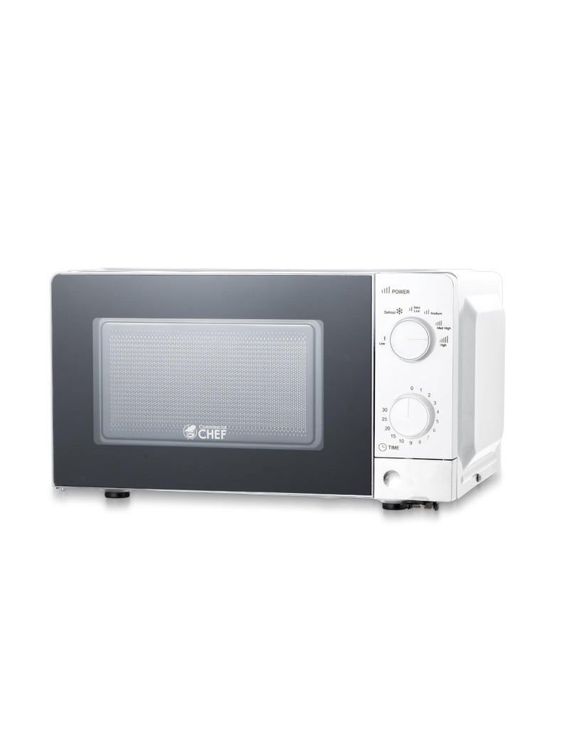 Commercial CHEF COMMERCIAL CHEF 06 Cubic Foot Microwave with 6 Power LevelsSmall Microwave with Grip Handlewith 30 Minute Timer and Mechanical Dial ControlsWhite 