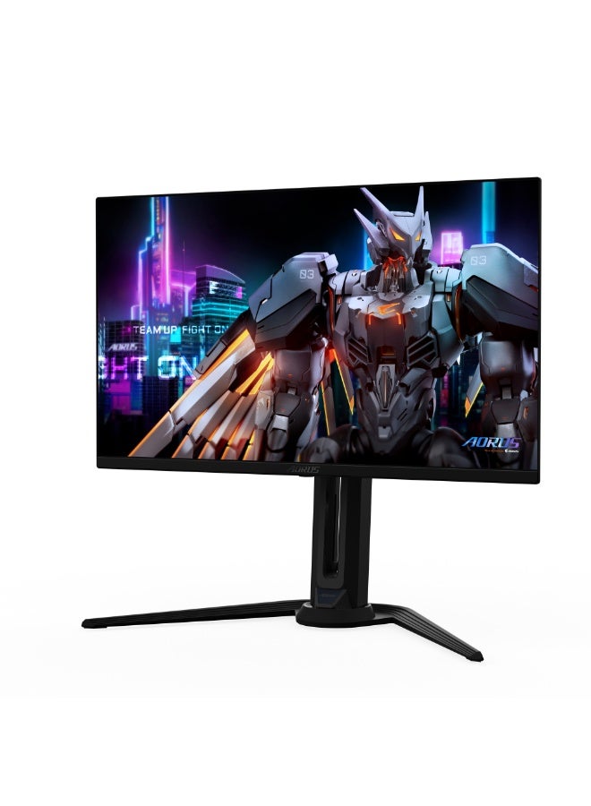 GIGABYTE AORUS FO27Q5P 27" QHD QD-OLED Gaming Monitor – 500Hz Refresh Rate, 0.03ms GTG, 99% DCI-P3, 10-bit Color, HDR True Black 500, G-Sync Compatible, DP 2.1 & HDMI 2.1, USB-C, Ergonomic Stand, OLED Care, Built-in Speakers black - Image 1