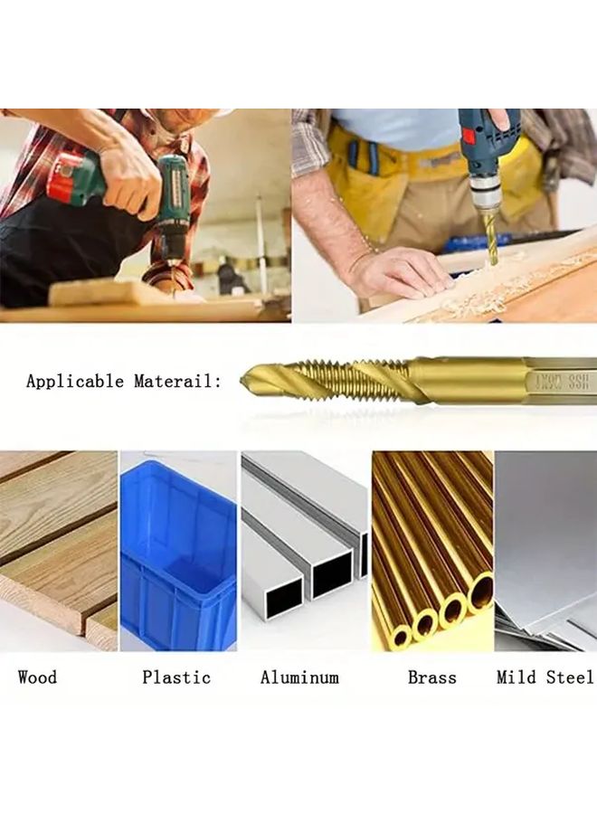 7pcs High Speed Drill Tap Set M3 M4 M5 M6 M8 M10 For Screw Tapping And Hole Making - Image 3