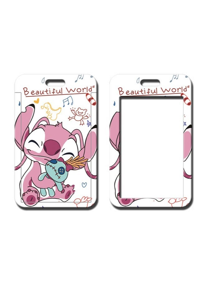 Generic 4pcs/2 sets Lilo & Stitch Neck Strap Lanyard ID Credit Card Pass Lanyard with ID Badge Holder, for Mobile Phone And U disk Neck Strap Keychain Soft Fabric Lanyard  - Image 3