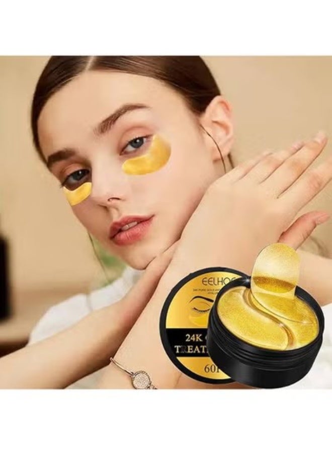 EELHOE 24K Gold Eye Mask, 30 pairs of Collagen Gel Pads For Eye Care, Used for Puffy Eyes and Dark Circles, Dry Lines and Fine Lines, Helping To Moisturize and Soothe Eyes and Protect Skin - Image 1