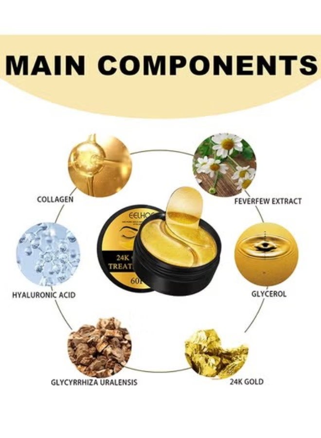 EELHOE 24K Gold Eye Mask, 30 pairs of Collagen Gel Pads For Eye Care, Used for Puffy Eyes and Dark Circles, Dry Lines and Fine Lines, Helping To Moisturize and Soothe Eyes and Protect Skin - Image 5