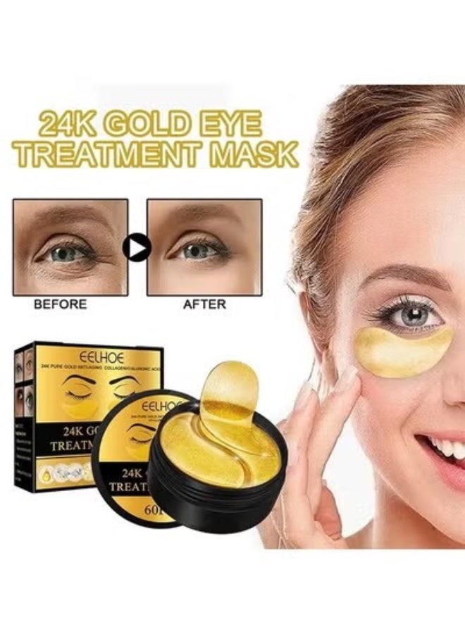EELHOE 24K Gold Eye Mask, 30 pairs of Collagen Gel Pads For Eye Care, Used for Puffy Eyes and Dark Circles, Dry Lines and Fine Lines, Helping To Moisturize and Soothe Eyes and Protect Skin - Image 2