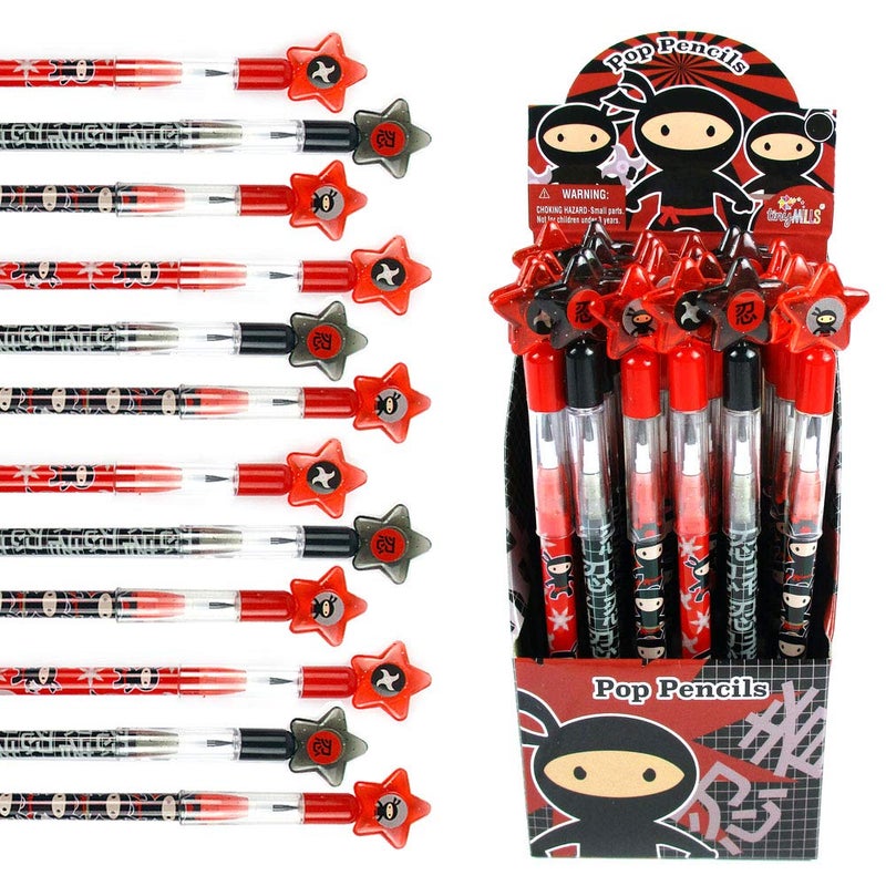 TINYMILLS 24 Pcs Ninjas Multi Point Stackable Push Pencil Assortment with Eraser for Ninja Birthday Party Favor Prize Carnival Goodie Bag Stuffers Classroom Rewards Pinata Fillers - Image 2