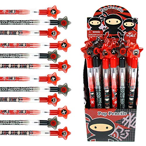 TINYMILLS 24 Pcs Ninjas Multi Point Stackable Push Pencil Assortment with Eraser for Ninja Birthday Party Favor Prize Carnival Goodie Bag Stuffers Classroom Rewards Pinata Fillers - Image 1