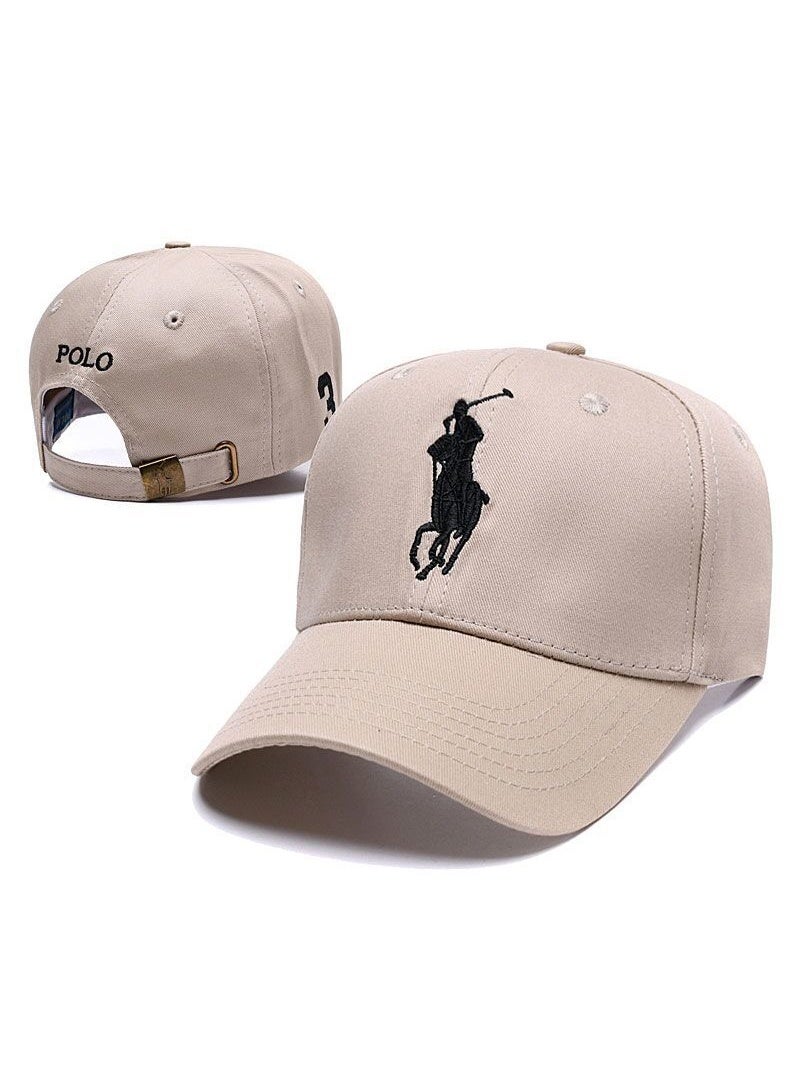 Polo Embroidered Black Logo Beige Baseball Cap