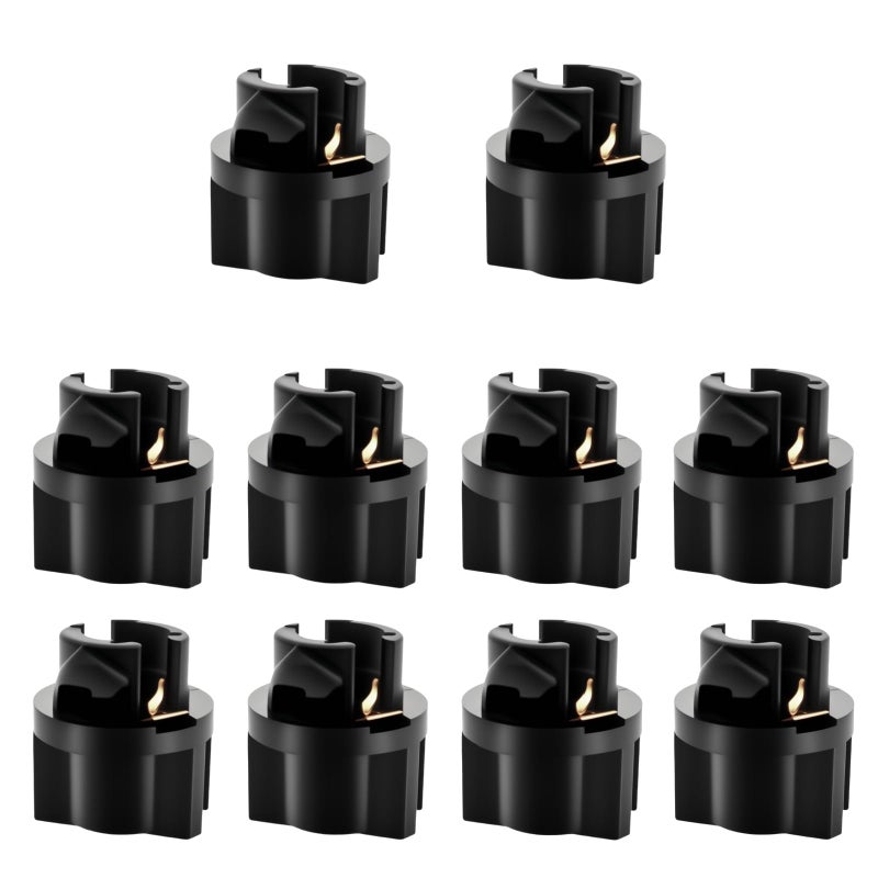WLJH 10pcs T5 Twist Lock Socket 74 73 37 2721 Wedge Base 38 9 mm Socket Dashboard Instrument Panel Cluster Plug Lamp Dash Light Bulbs Socket 12V