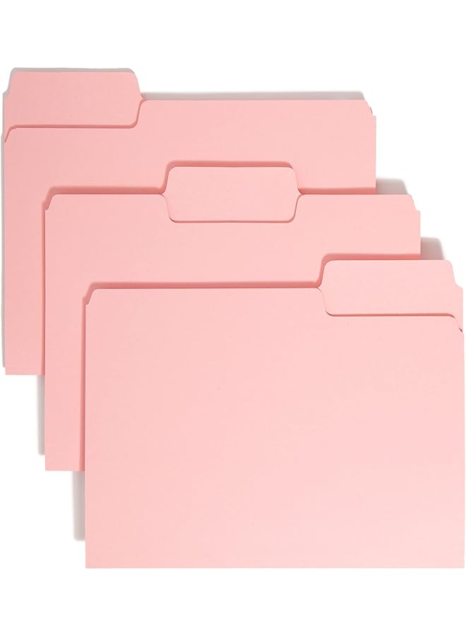 Smead File Folder 1 3 Cut Tab Letter Size Pink 100 Per Box 12643 - Image 1