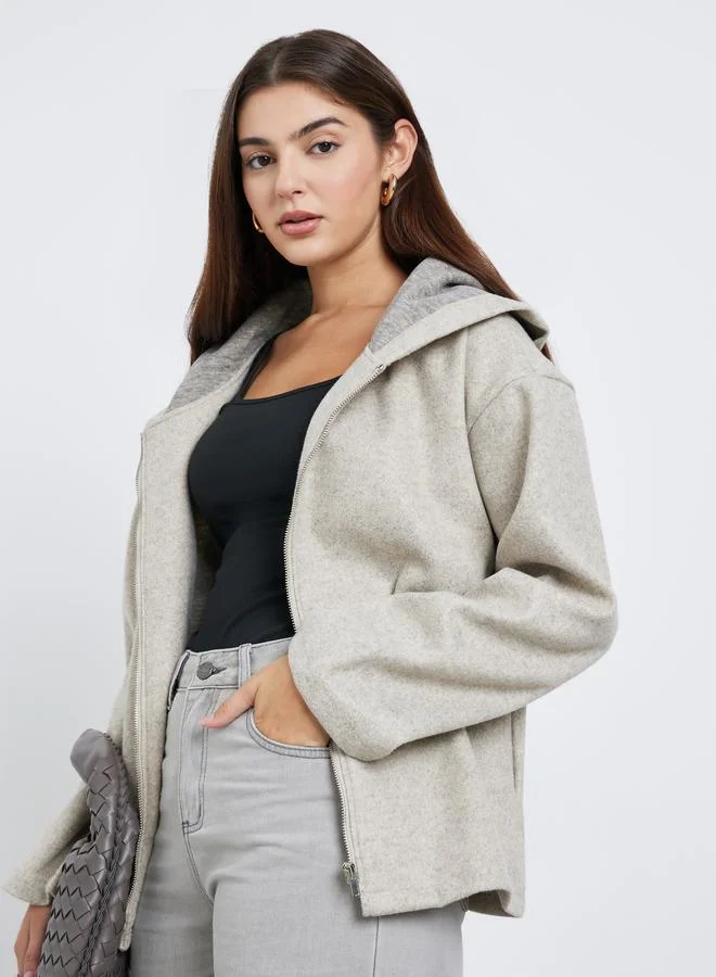 ستايلي جاكيت بومبر فضفاض بملمس صوف