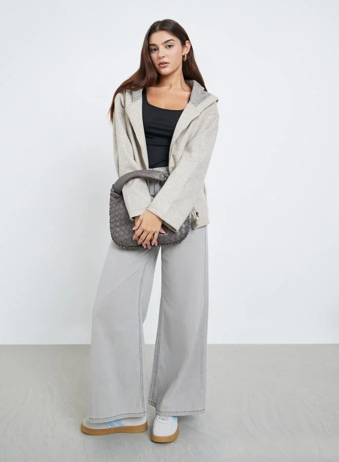 ستايلي جاكيت بومبر فضفاض بملمس صوف