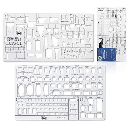 Mr. Pen Mr Pen Plumbing Bathroom Design Tools Drafting Ruler Shapes Stencils Fixture Templates - Image 1