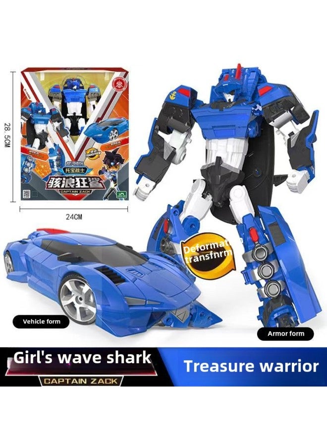 Tobao Warrior Galaxy Detective Series Broken Tiangang Wing Justice Special Police God Of War Deformation Robot Children's Toys-Color:Shark-Gold Edition 7703  - Image 1