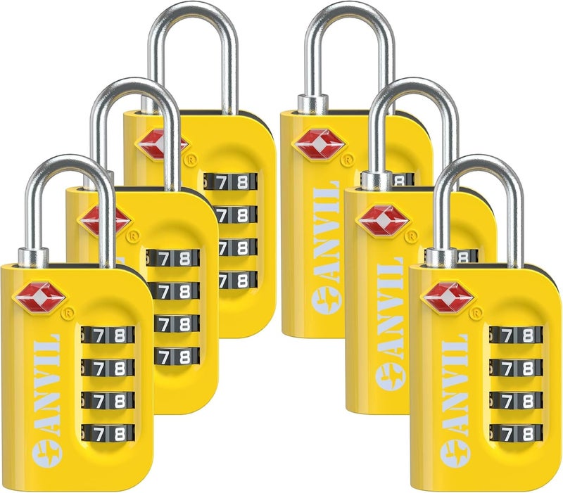 Anvil TSA Approved Luggage Lock - 4 Digit Combination, 10,000 Combinations, Easy-Read Password Window, Travel Lock for Suitcases, Backpacks, Gym & Student Lockers, Baggage - Image 1
