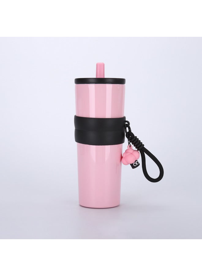 New 316 Stainless Steel Vacuum Insulated Cup For Women, Outdoor Portable Coffee Cup, High-value Straw Cup With Carrying Rope