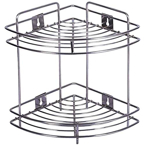 Homenique Corner Bathroom Shelf Storage Wall Mounted Multipurpose Stainless Steel 2-Tier Corner Storage Rack/Shelf for Kitchen and Bathroom - Image 1