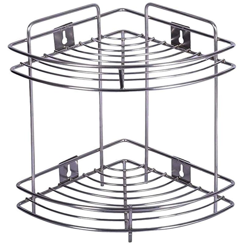 Homenique Corner Bathroom Shelf Storage Wall Mounted Multipurpose Stainless Steel 2-Tier Corner Storage Rack/Shelf for Kitchen and Bathroom - Image 5