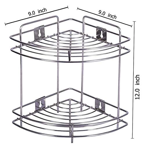 Homenique Corner Bathroom Shelf Storage Wall Mounted Multipurpose Stainless Steel 2-Tier Corner Storage Rack/Shelf for Kitchen and Bathroom - Image 2
