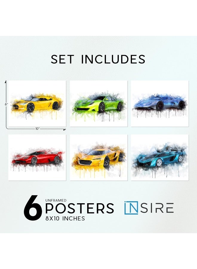 Insire Car Poster Race Car Poster Race Car Bedroom Decor For Boys - Set of 6 (8x10in) - Image 2