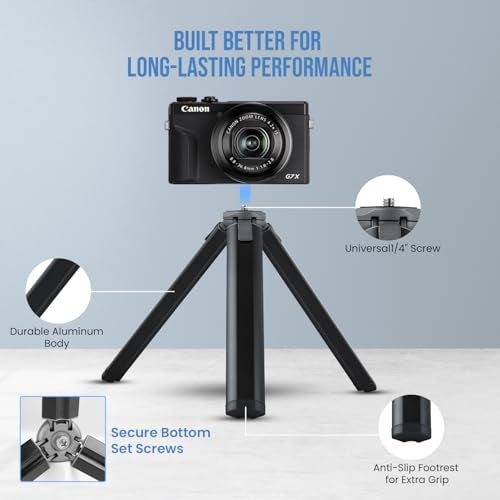 HIFFIN Mini Tripod, Compact Desktop Tripod Stand with 1/4" Screw – Mini Tabletop Tripod for DSLR Camera, Smartphone, Gimbal, Webcam, Selfie Stick & More – Lightweight & Portable - Image 2