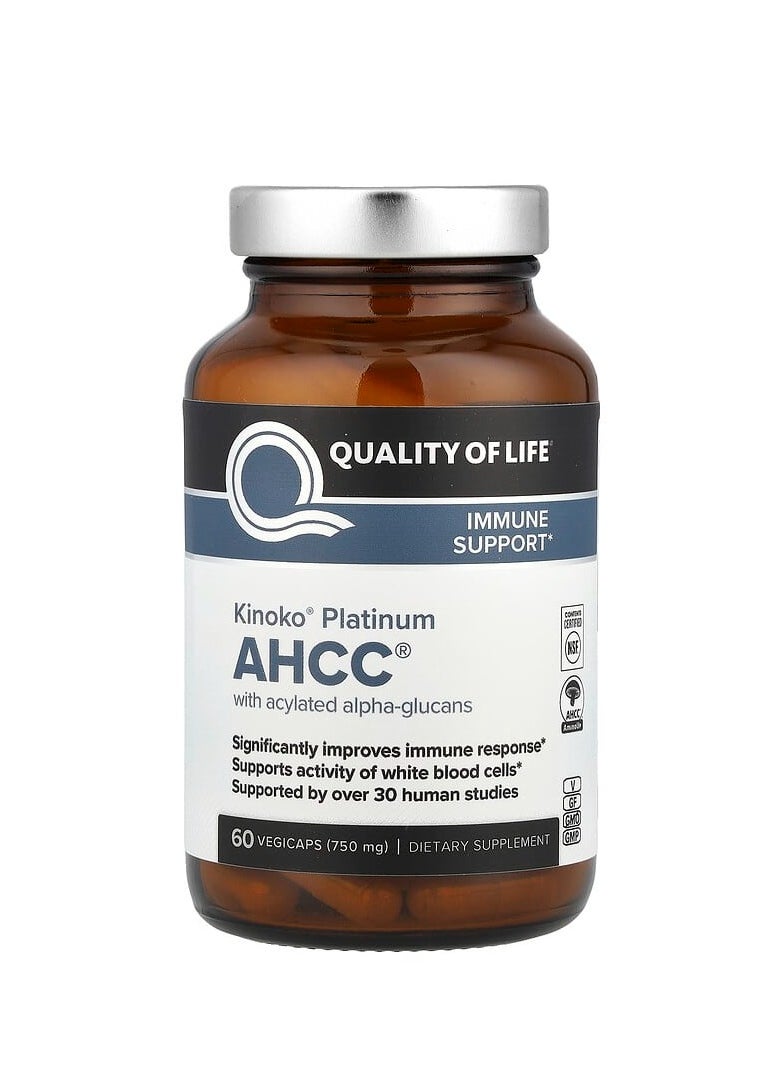 Quality of Life - Kinoko® Platinum AHCC® with Acylated Alpha-Glucans, 60 Vegicaps - Image 1