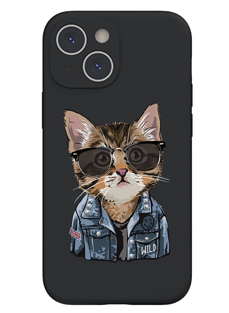Theodor Protective Slim Fit Case Liquid Silicone Cover with Full Body Protection Anti-Scratch Shockproof Case For iPhone 14 Black  - Three Panda-01 - Image 1