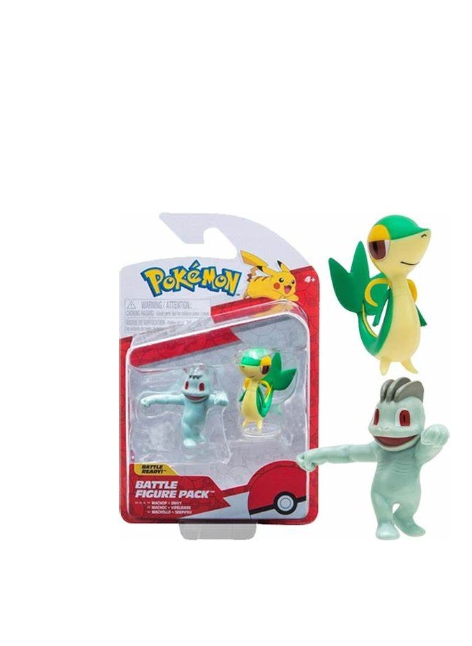 Jazwares - JAZWARES POKEMON BATTLE FIGURE 2-PACK - MACHOP & SNIVY - 95007 WAVE 14 - Image 1
