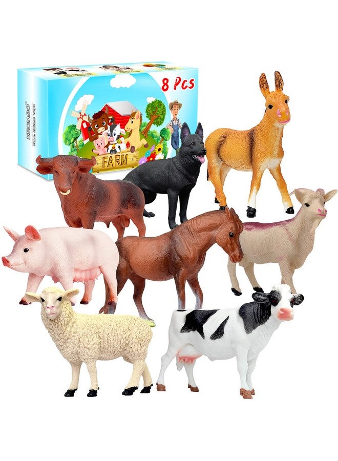 KECIABO Animal Figurines, Big Animal Toys, 8 Pcs Farm Animals Figurines Toys, Realistic Plastic Animals Playset, Educational Learning Toy Set for Kids Toddlers - Image 1