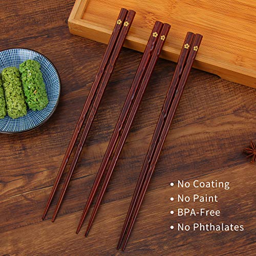 HuaLan Japanese Natural Wood Chopstick Set Reusable Classic Style Chopsticks Non-slip Design Chop Sticks 5 Pairs Gift Set - Image 5