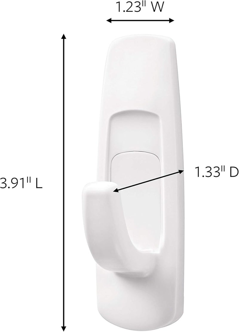 Command Large Utility Hook with Adhesive Strips - Damage-Free Hanging Solution, White, 3 Hooks and 6 Strips - Image 2
