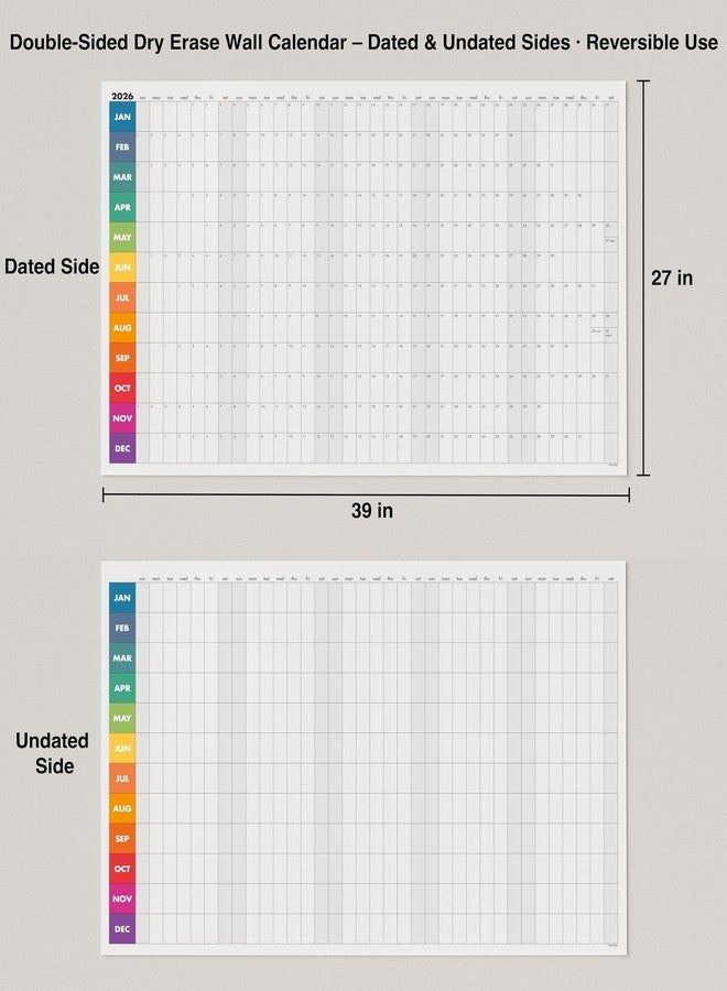 CLEVER SIGNS Dry Erase Wall Calendar 2026, 27×39 in - Double-Sided Yearly Planner (Dated & Undated), Reusable Write & Wipe, Large Wall Planner for Home, Office, Classroom - Rolled Poster. - Image 4