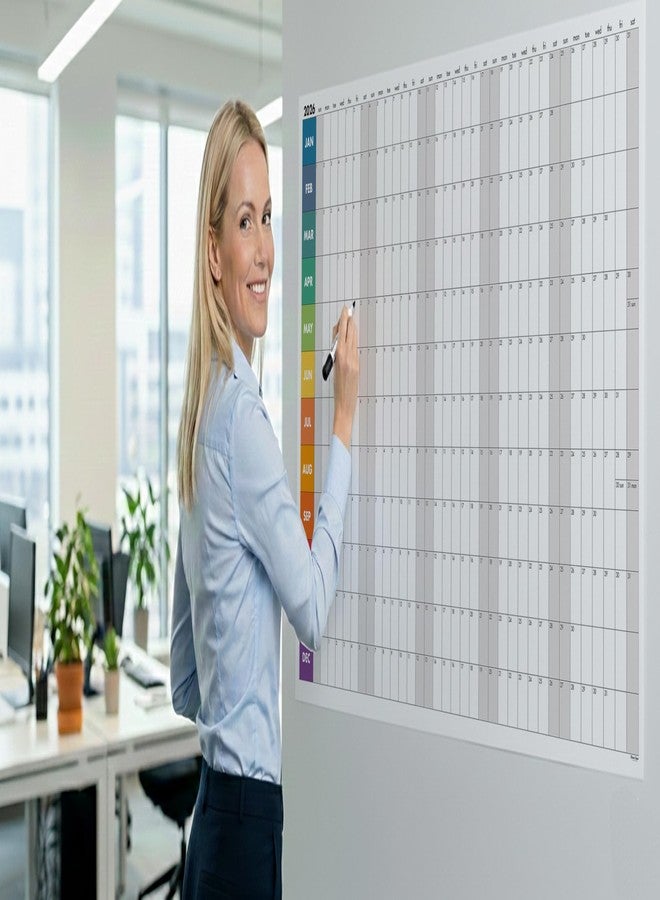 CLEVER SIGNS Dry Erase Wall Calendar 2026, 27×39 in - Double-Sided Yearly Planner (Dated & Undated), Reusable Write & Wipe, Large Wall Planner for Home, Office, Classroom - Rolled Poster. - Image 2