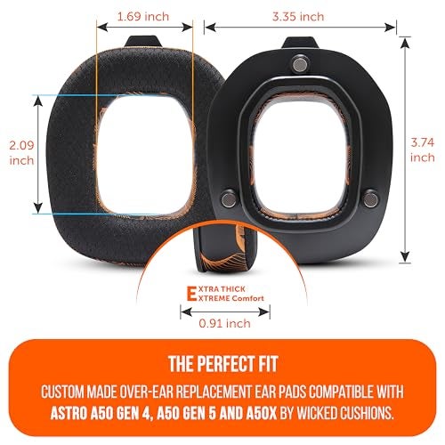WC Mod Kit A50 - Cooling Gel Earpads + Headband Replacement for Astro A50 Gen 4, Gen 5 & A50X by Wicked Cushions | Enhanced Comfort, Cooling & Durability | Kinetic Wave - Image 5