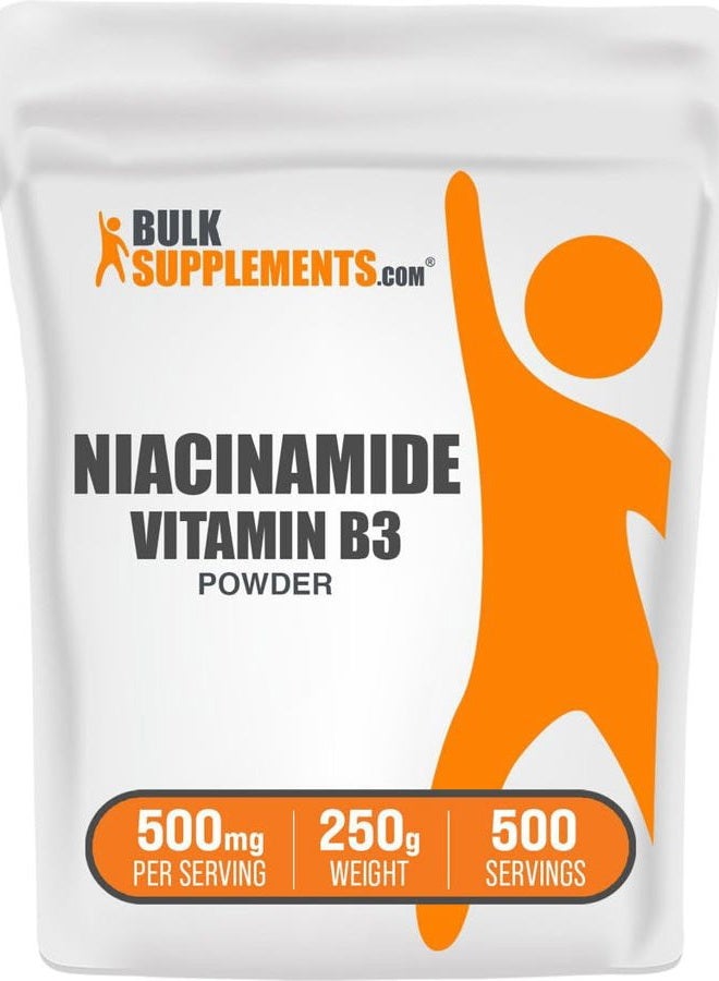 BULKSUPPLEMENTS.COM .com Niacinamide Powder - Vitamin B3 Powder, Niacinamide Supplement, Niacinamide 500mg - B3 Vitamins for Skin, Gluten Free, 500mg per Serving, 250g (8.8 oz) (Pack of 1) - Image 1