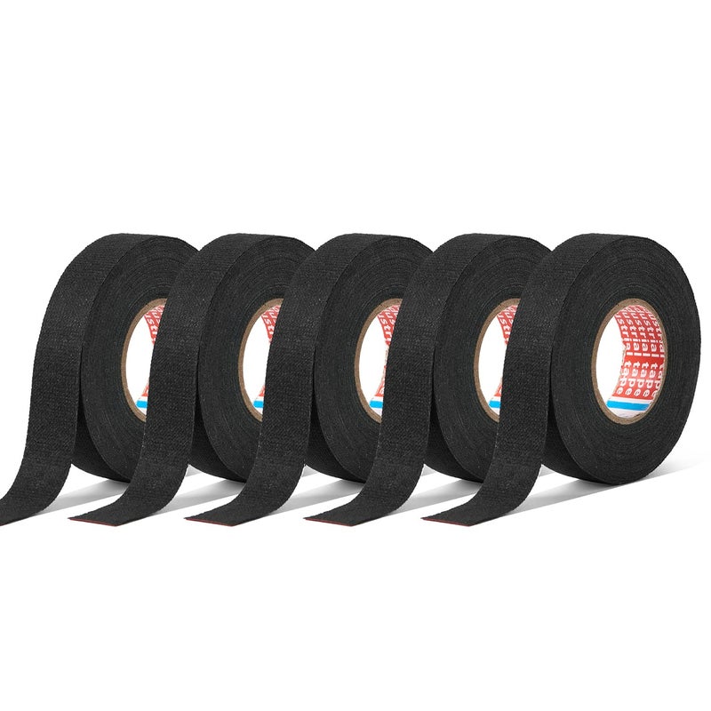 HSTECH 8 Rolls Wire Loom Harness Cloth Tape, Speaker Wiring Harness Cloth Tape, Black Adhesive Fabric Tape, for Automobile Electrical Wire harnessing Noise Dampening Heat Proof （15mm X 15m） - Image 1