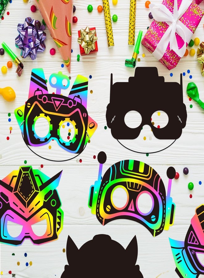 BeYumi Robot DIY Mask Craft - 30Pcs Robots Scratch Mask Gift Set for Kids Boys Magic Scratch Off Paper Art Craft Kit School Classroom Activity Art Project Birthday Dress Up Party Favors - Image 5