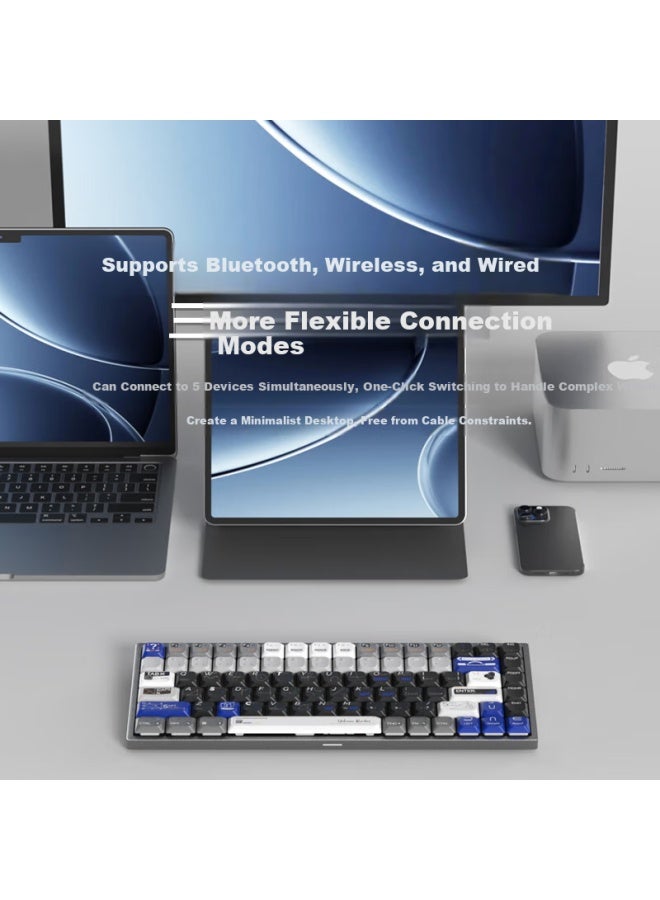 JD.com Jd Jingzao K3 Ultra Tri-mode Wireless Low-profile Mechanical Keyboard Office Gasket Structure Pbt Keycaps Ultra-thin Portable Bluetooth Tablet Keyboard Full Aluminum Alloy Sky Blue White - Image 2