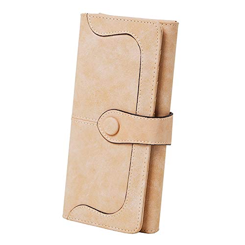 Cynure Women's Vegan Leather 17 Card Slots Card Holder Long Big Bifold Wallet,Pink - Image 1