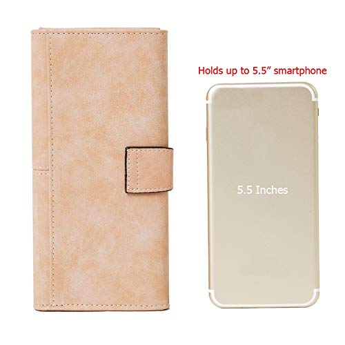 Cynure Women's Vegan Leather 17 Card Slots Card Holder Long Big Bifold Wallet,Pink - Image 5