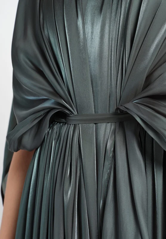Amri Draped Jalabiya in Organza with Frill Hem and Cape Sleeve