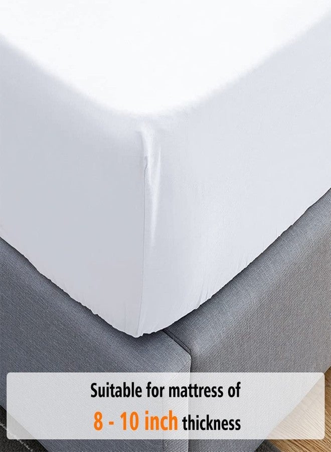 Lirex Cotton Fitted Sheet Full, 300 Thread Count Soft Breathable, 8-10" Deep Pocket Sheet for Hotel Home, White - Image 4