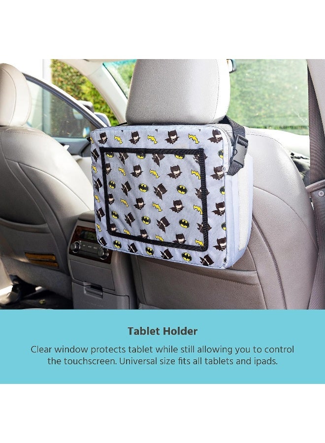 J.L. Childress صينية سفر الأطفال من J.L. Childress، باتمان من DC Comics | صينية سفر 3 في 1، حقيبة سفر، وحامل جهاز لوحي | حامل أكواب، طاولة وجبات خفيفة، تخزين | صينية حضن لمقاعد السيارة للأطفال، أساسيات الرحلات البرية - Image 4