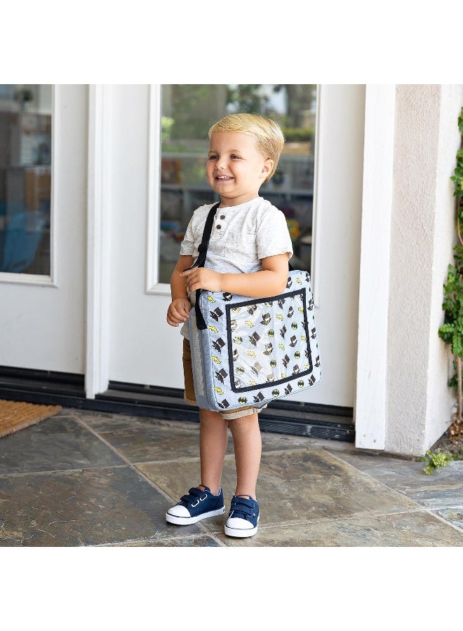 J.L. Childress صينية سفر الأطفال من J.L. Childress، باتمان من DC Comics | صينية سفر 3 في 1، حقيبة سفر، وحامل جهاز لوحي | حامل أكواب، طاولة وجبات خفيفة، تخزين | صينية حضن لمقاعد السيارة للأطفال، أساسيات الرحلات البرية - Image 5